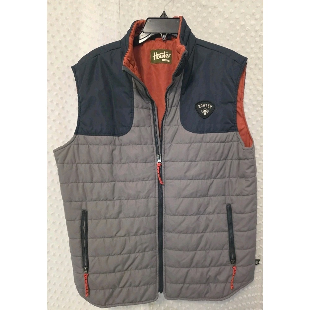 Howler Brothers Vest Mens Large Full Zip Quilted Primaloft Gorpcore Gray Orange - Picture 1 of 7